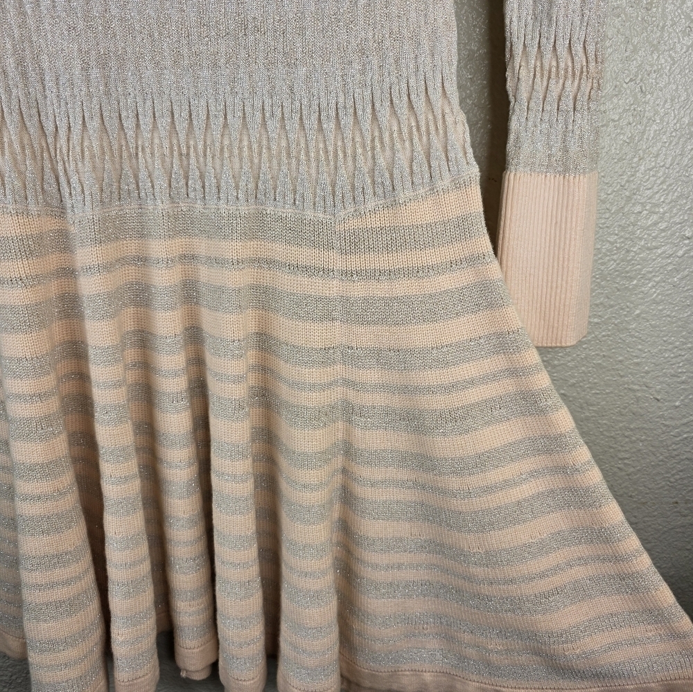 Y2k Victoria Secrets Drop Waist Knit Long Sleeve Light Pink Gray Dress Size M - Picture 8 of 15